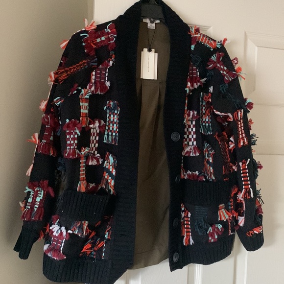 NEW! Anthropologie Felia Fringed Patchwork Cardigan - Picture 4 of 13